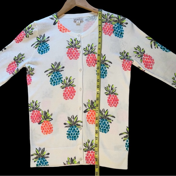 MERONA | Colorful Pineapple Cardigan Sweater | 3/4 Sleeve | Size Small - Picture 4 of 11